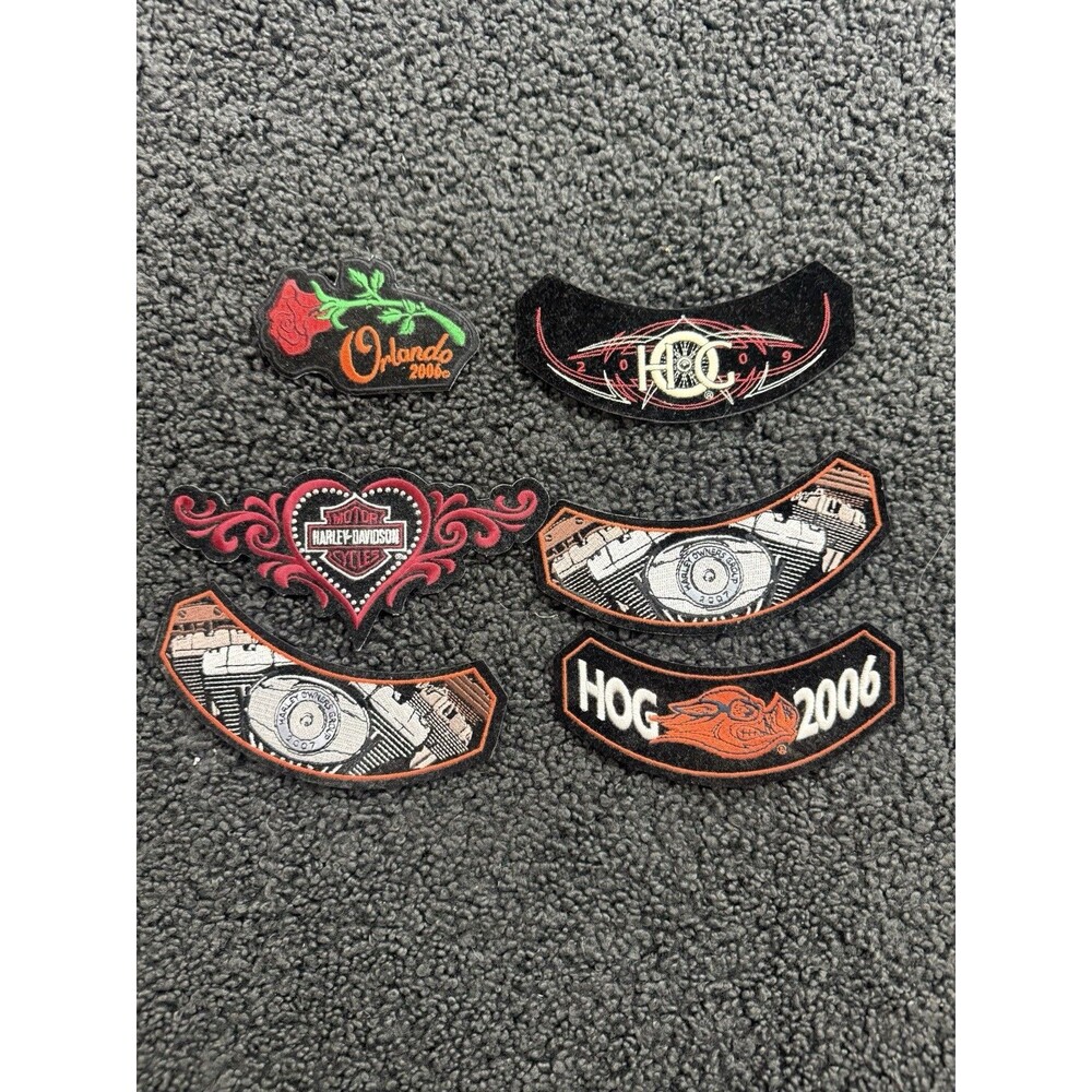 Set Of 6: HOG Harley Owner's Group Rocker Patches VTG